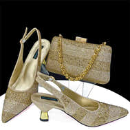 Elegant Pointed Toe Rhinestone Heels & Bag Set for Women - Gold - Women - Shoes - Milvertons
