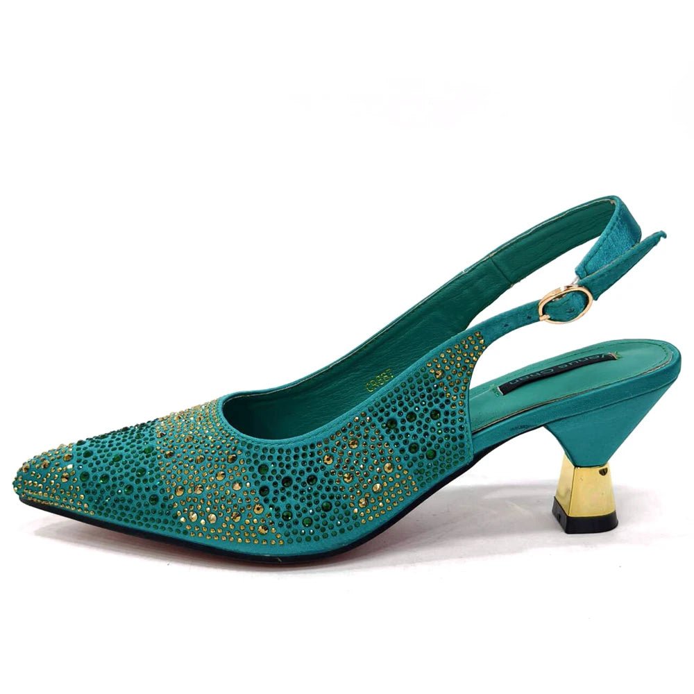 Elegant Pointed Toe Rhinestone Heels & Bag Set for Women - - Women - Shoes - Milvertons