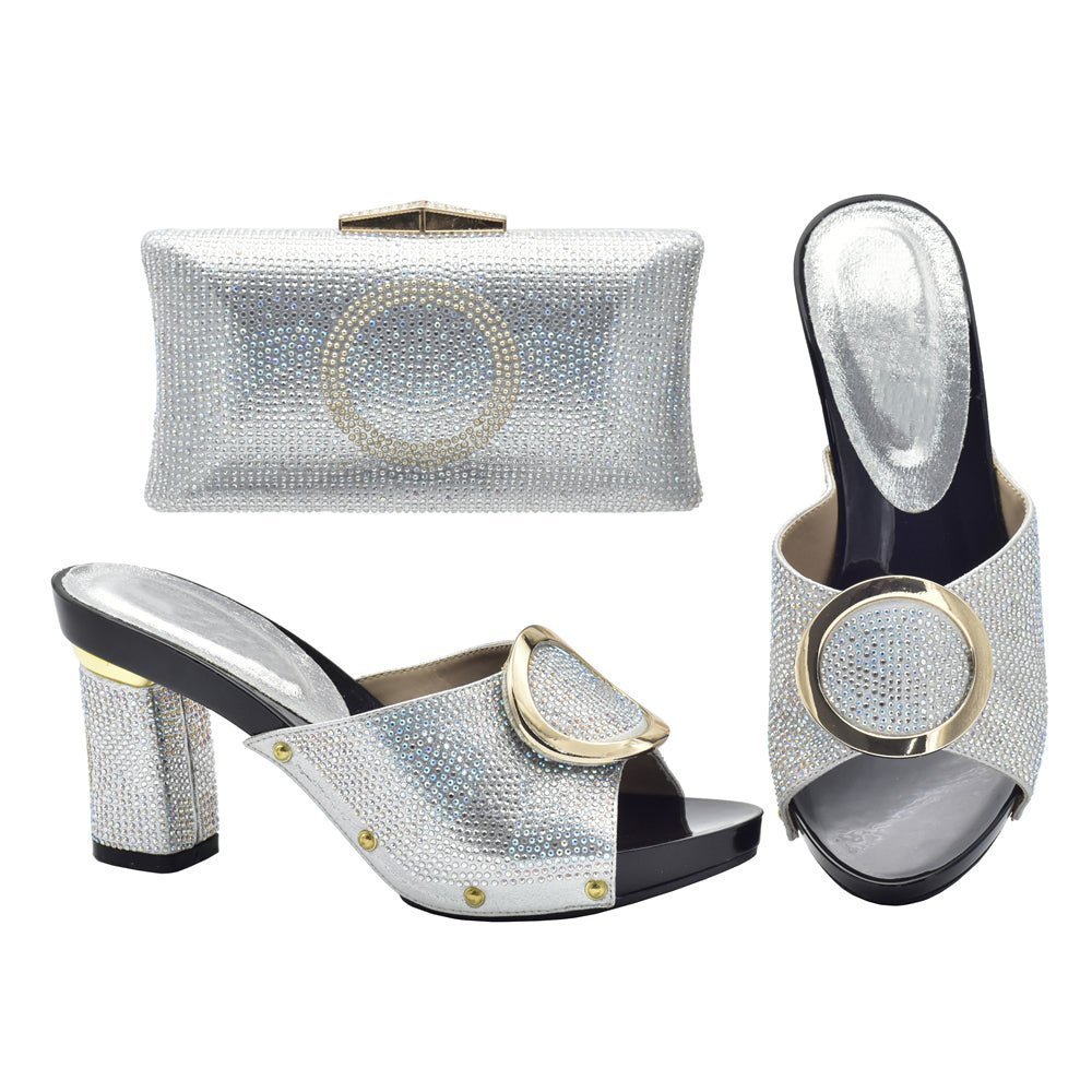 Elegant Shoes and Bag Set for Weddings with Rhinestones - - Women - Shoes - Milvertons