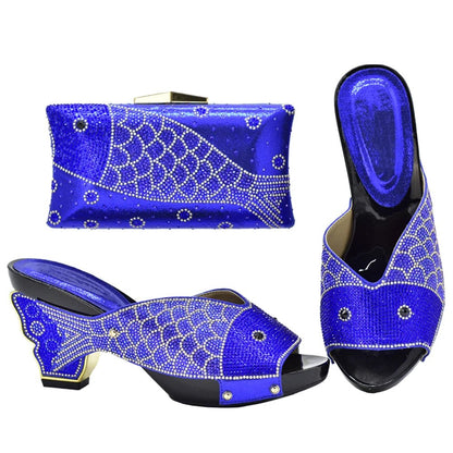 Elegant Wedge Shoes and Matching Bag with Rhinestone Accents - - Women - Shoes - Milvertons