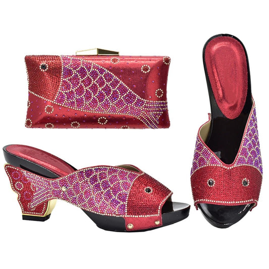 Elegant Wedge Shoes and Matching Bag with Rhinestone Accents - - Women - Shoes - Milvertons