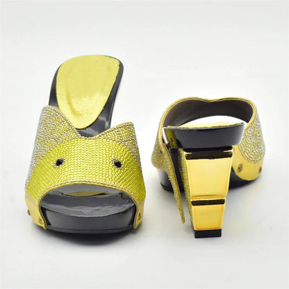 Elegant Wedge Shoes and Matching Bag with Rhinestone Accents - - Women - Shoes - Milvertons