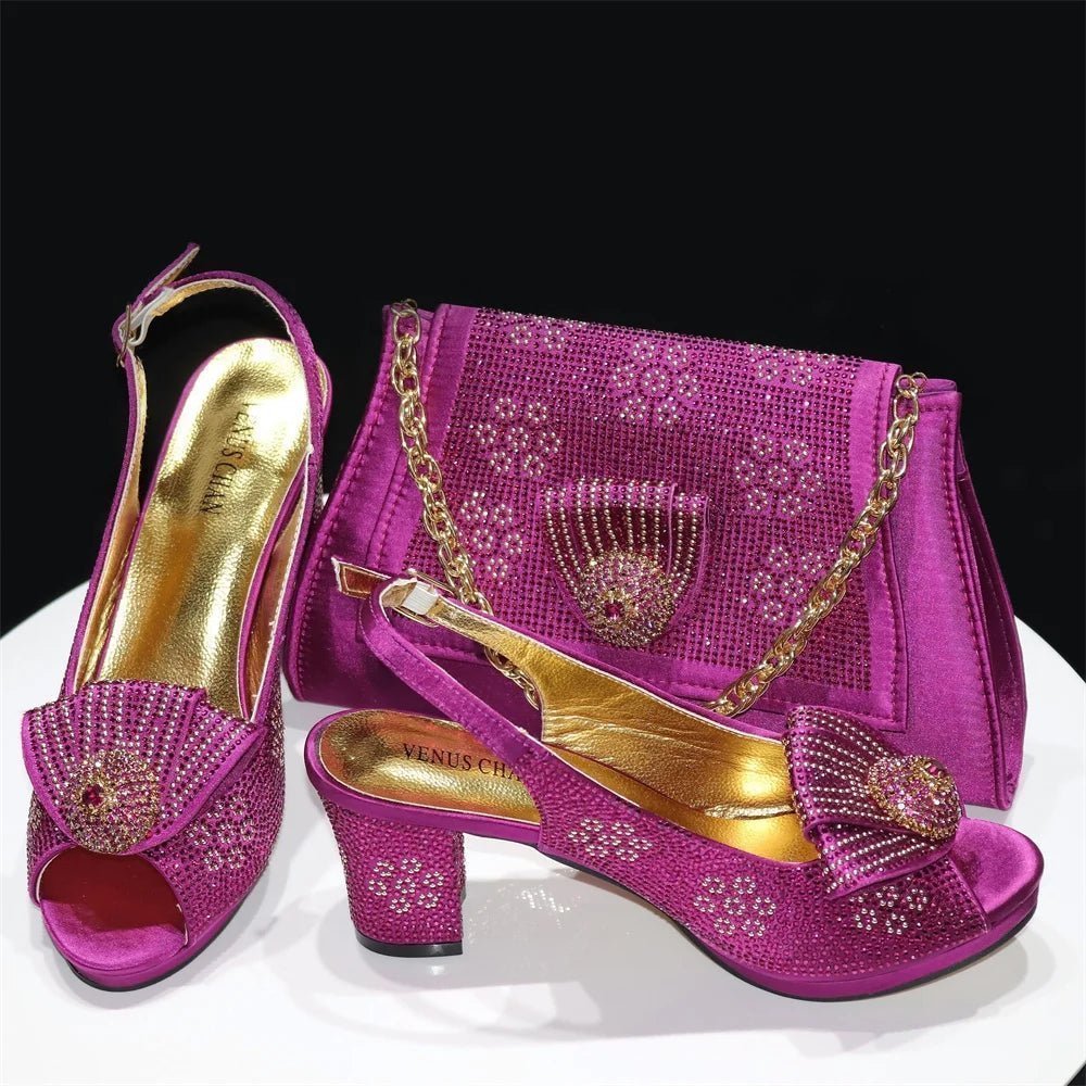 Exquisite Italian Shoes and Matching Bag Set for Night Glam - Purple 42 - Women - Shoes - Milvertons