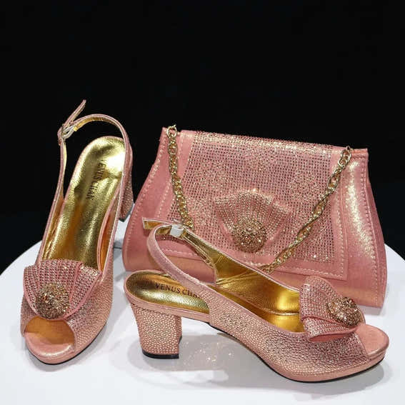 Exquisite Italian Shoes and Matching Bag Set for Night Glam - Peach - Women - Shoes - Milvertons