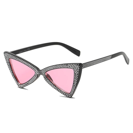 Extreme High Pointed Rhinestone Fashion Cat Eye Retro Sunglasses - Pink - Women's Fashion - Women's Accessories - Women's Glasses - Women's Sunglasses - Milvertons