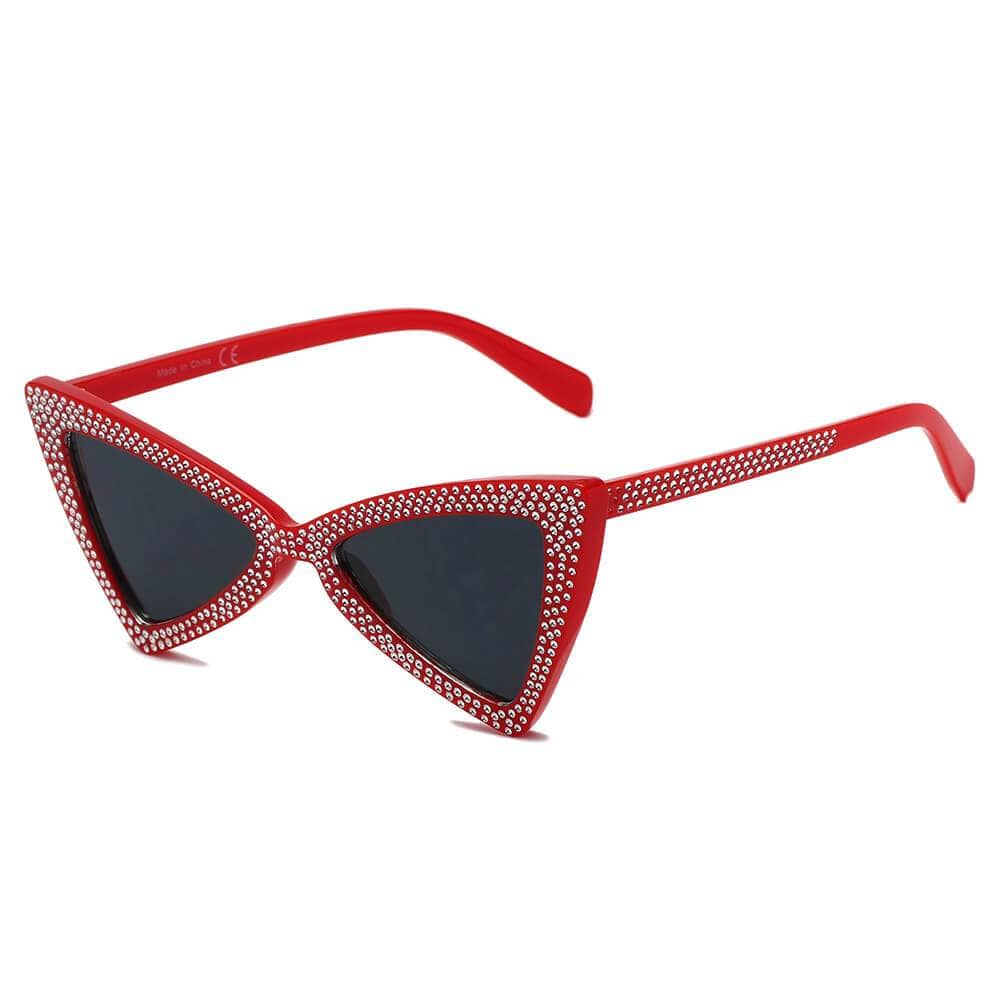 Extreme High Pointed Rhinestone Fashion Cat Eye Retro Sunglasses - Red - Women's Fashion - Women's Accessories - Women's Glasses - Women's Sunglasses - Milvertons