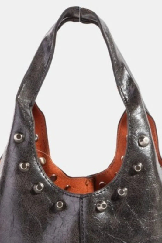 Fame Weathered Faux Leather And Studs Bucket Bag - - Women - Bags - Milvertons