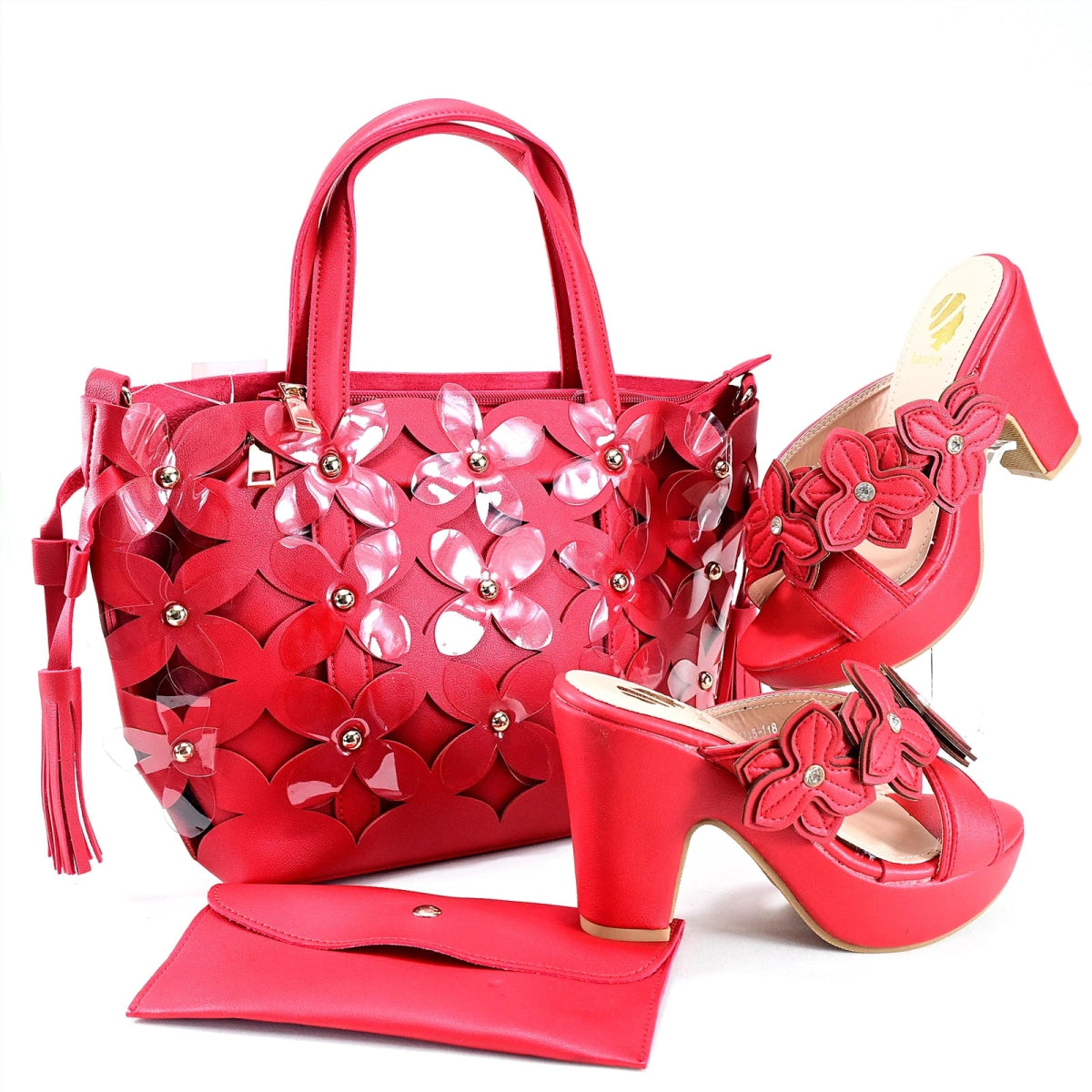 Glamorous Italian Shoes and Bag for Weddings African Style - Red - Women - Shoes - Milvertons