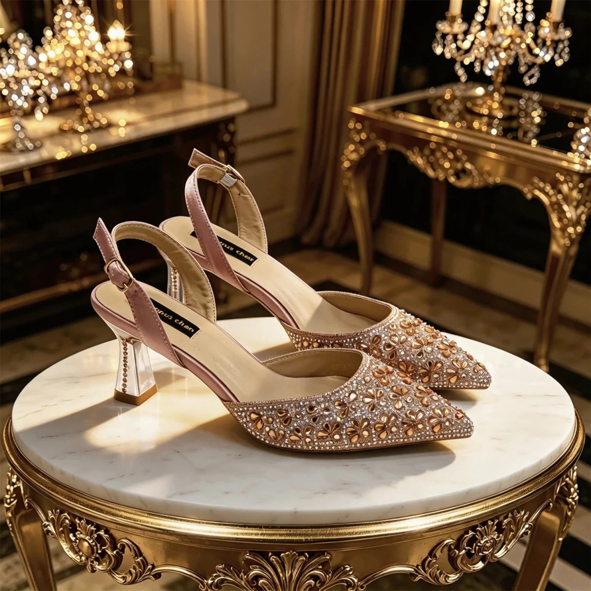 Elegant Rhinestone Pointed Toe Heels & Matching Handbag Set - - Women - Shoes - Milvertons