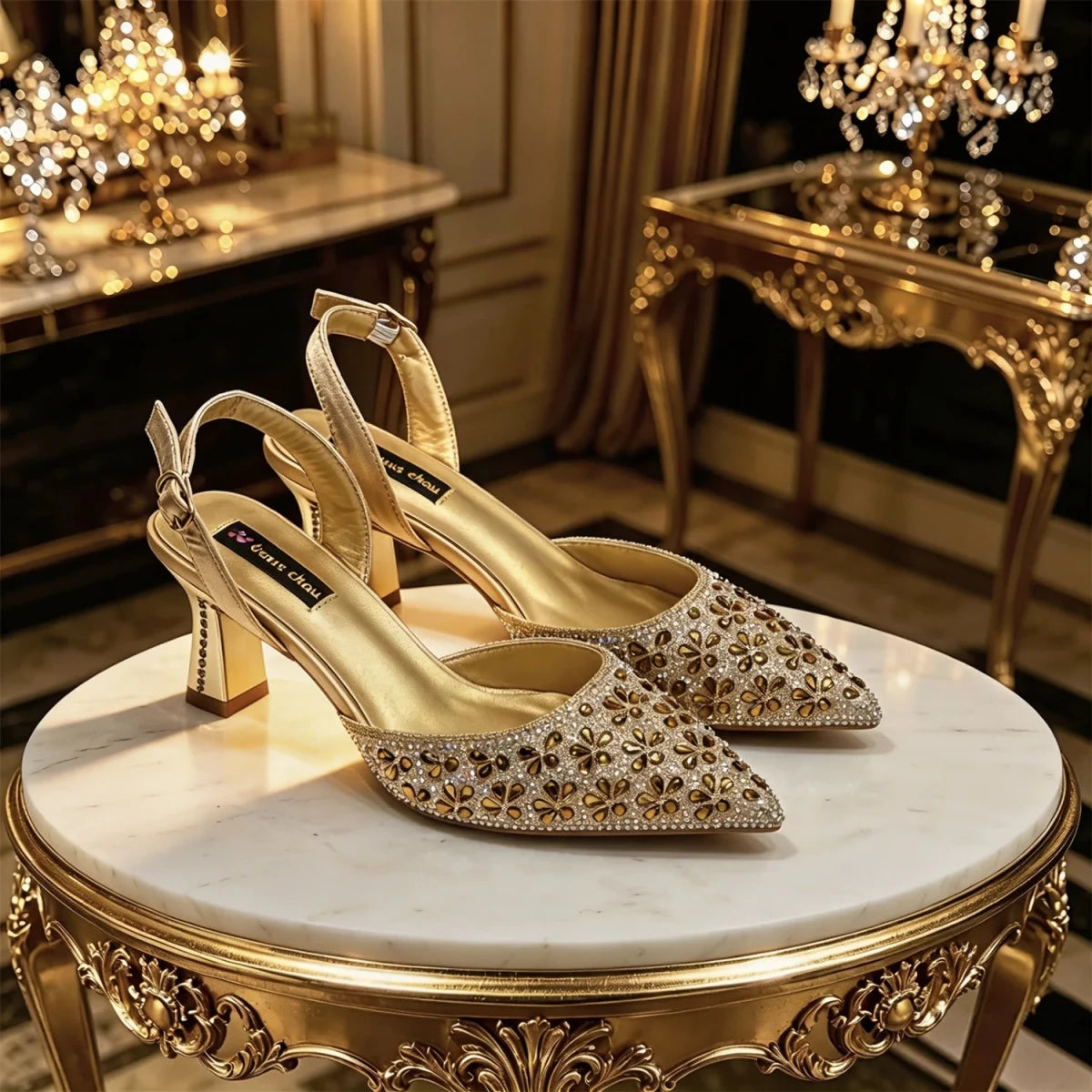 Elegant Rhinestone Pointed Toe Heels & Matching Handbag Set - - Women - Shoes - Milvertons