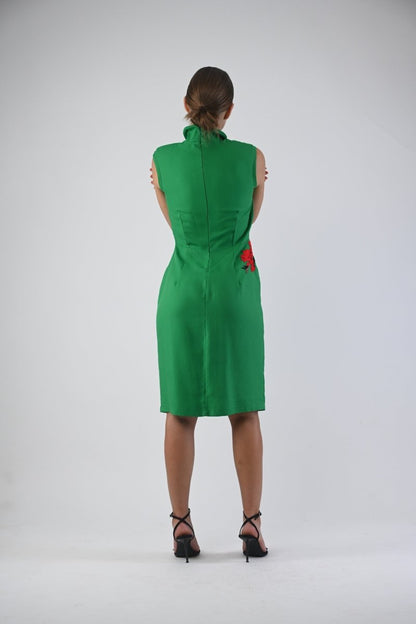 Grass Dress with handcrafted flowers - - - DrevelmaN