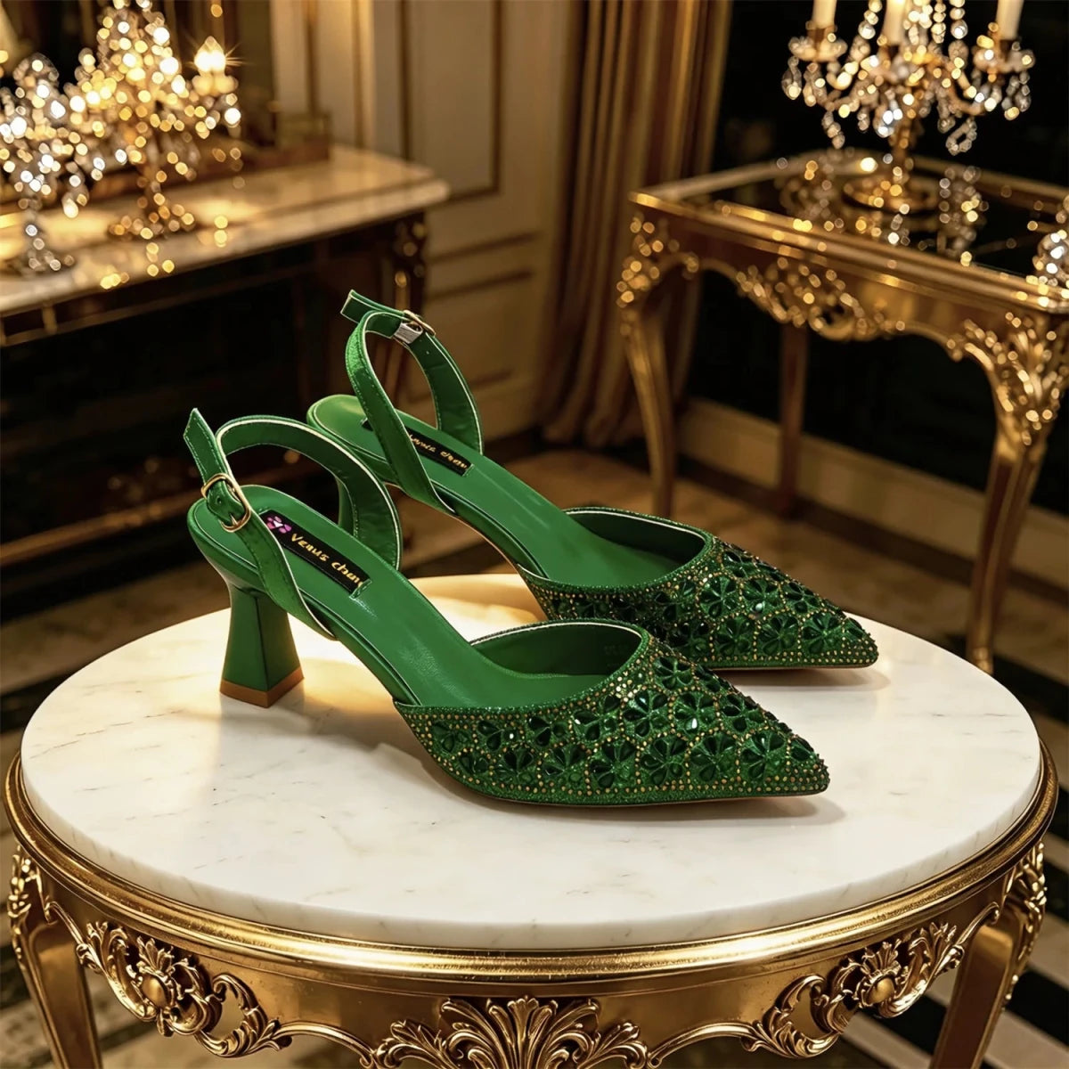 Elegant Rhinestone Pointed Toe Heels & Matching Handbag Set - - Women - Shoes - Milvertons