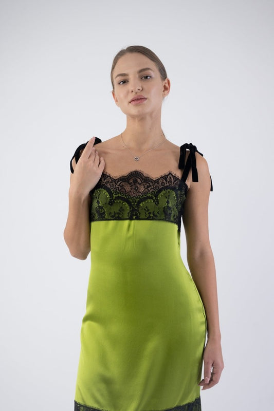 Green Silk Dress - - Dress - DrevelmaN