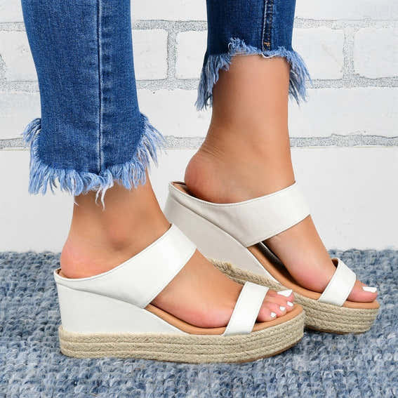 Hemp Wedge Heel Slippers – Casual Sandals for Women
