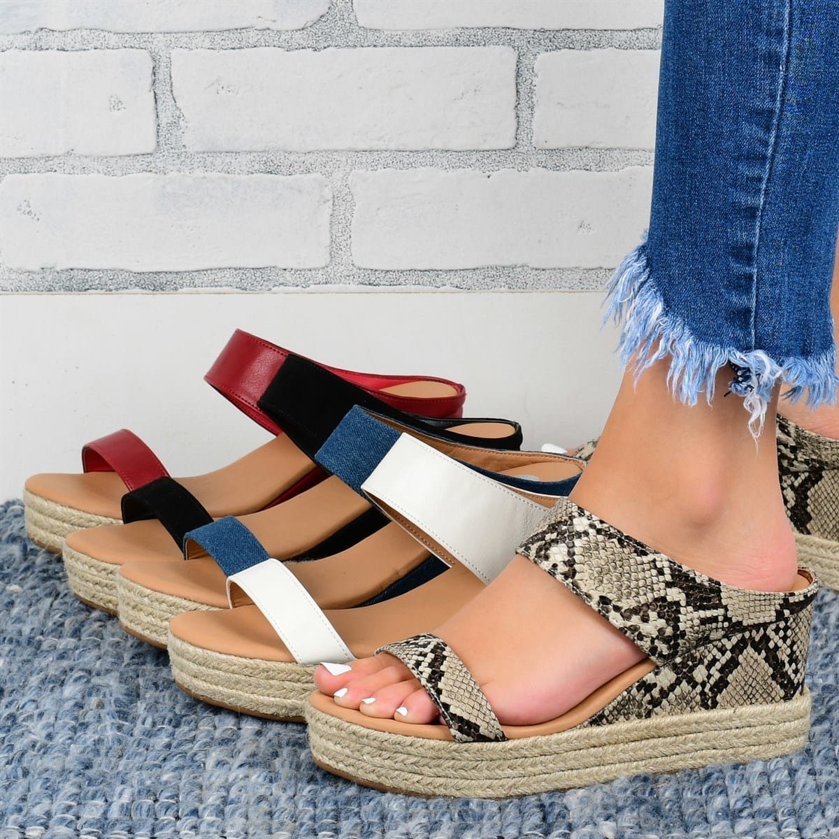 Hemp Wedge Heel Slippers – Casual Sandals for Women