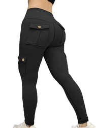 High-Waist Gym Leggings with Pockets – Stretchy, Comfortable - Black - Women - Apparel - Clothing - Pants - Milvertons