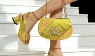 Italian Bling Heel Shoe & Bag Set for Weddings & Parties - YELLOW - Women - Shoes - Milvertons