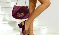 Italian Bling Heel Shoe & Bag Set for Weddings & Parties - PURPLE - Women - Shoes - Milvertons