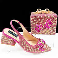Italian Crystal High Heels and Clutch Bag Set for Parties - Fuchsia - Women - Shoes - Milvertons