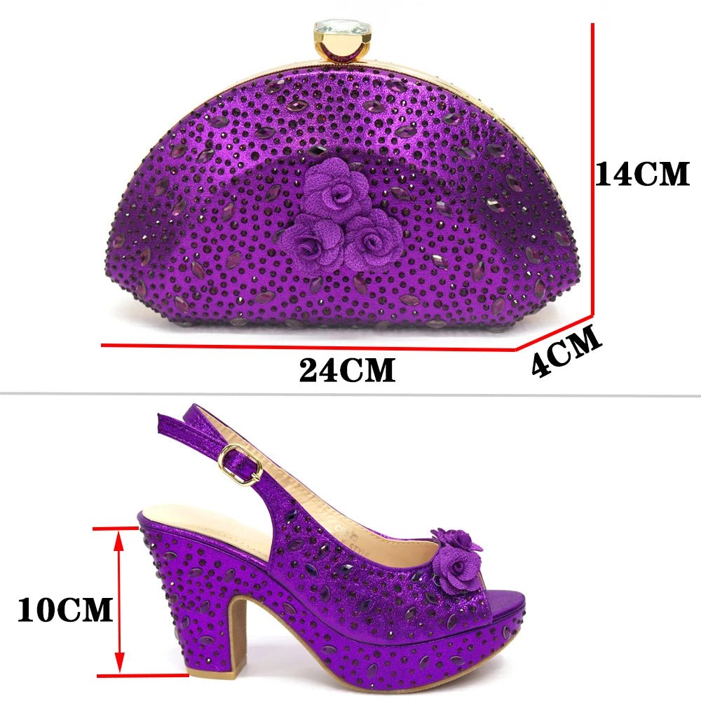 Italian Design Rhinestone Shoes and Matching Bag for Weddings - - Women - Shoes - Milvertons
