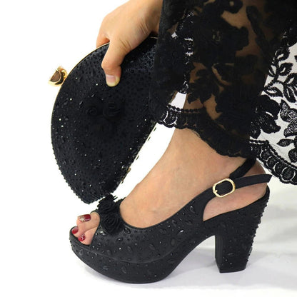 Italian Design Rhinestone Shoes and Matching Bag for Weddings - - Women - Shoes - Milvertons