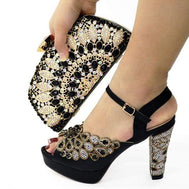 Italian Design Shoes with Matching Bag for Women - Black - Women - Shoes - Milvertons