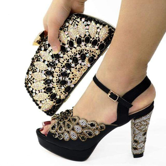 Italian Design Shoes with Matching Bag for Women - Black - Women - Shoes - Milvertons