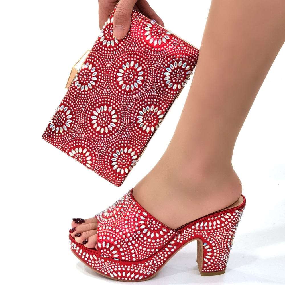 Italian Fashion Shoes with Matching Bag Set for Women - Red - Women - Shoes - Milvertons