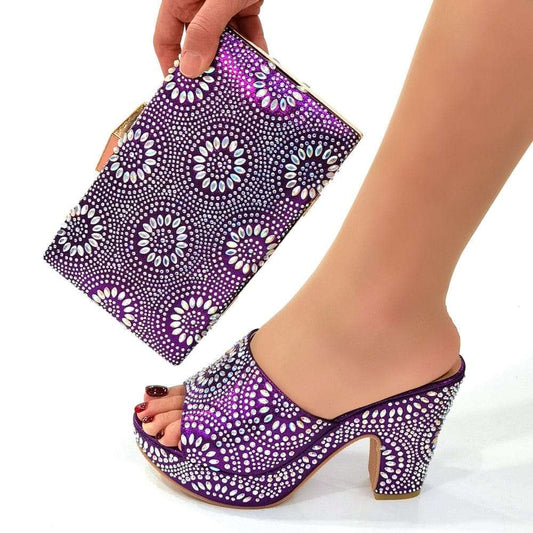 Italian Fashion Shoes with Matching Bag Set for Women - Purple - Women - Shoes - Milvertons