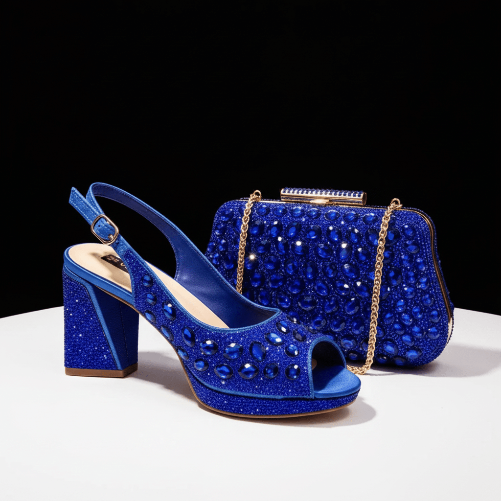 Italian Heels and Bag Set – Elegant Wedding Party Style - blue - Women - Shoes - Milvertons