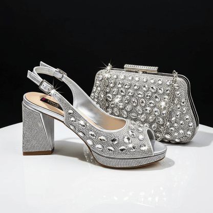 Italian Heels and Bag Set – Elegant Wedding Party Style - Silver - Women - Shoes - Milvertons