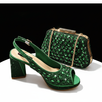 Italian Heels and Bag Set – Elegant Wedding Party Style - Green - Women - Shoes - Milvertons