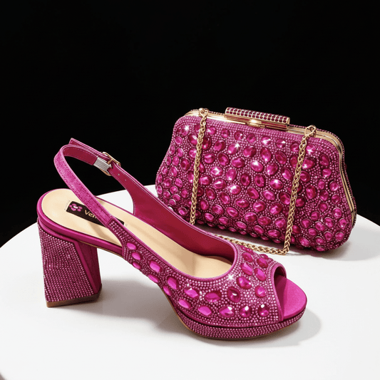 Italian Heels and Bag Set – Elegant Wedding Party Style - Fuchsia - Women - Shoes - Milvertons