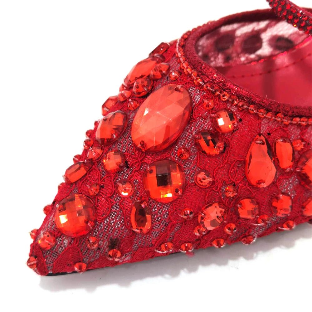 Italian Pointed Heel & Bag Set Diamond Lace Matching Design - - Women - Shoes - Milvertons