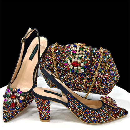 Italian Rhinestone Heel & Clutch Set for Women - Multi - Women - Shoes - Milvertons