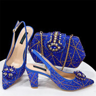 Italian Rhinestone Heel & Clutch Set for Women - Blue - Women - Shoes - Milvertons