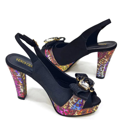 Italian Rhinestone Heels & Bag Set for African Women's Party - - Women - Shoes - Milvertons