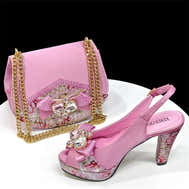 Italian Rhinestone Heels & Bag Set for African Women's Party - Pink - Women - Shoes - Milvertons