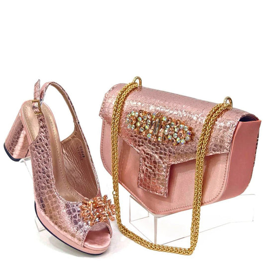 Italian Rhinestone Party Shoes & Bag – 2024 Italian Style - Peach - Women - Shoes - Milvertons