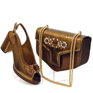 Italian Rhinestone Party Shoes & Bag – 2024 Italian Style - Brown 37 - Women - Shoes - Milvertons