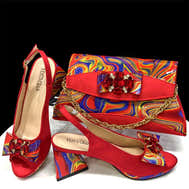 Italian Rhinestone Shoes and Bag Set for Summer Parties 2024 - Red - Women - Shoes - Milvertons