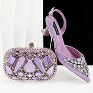 Italian Rhinestone Shoes & Handbag Set – Bridal Designer - Lilac - Women - Shoes - Milvertons