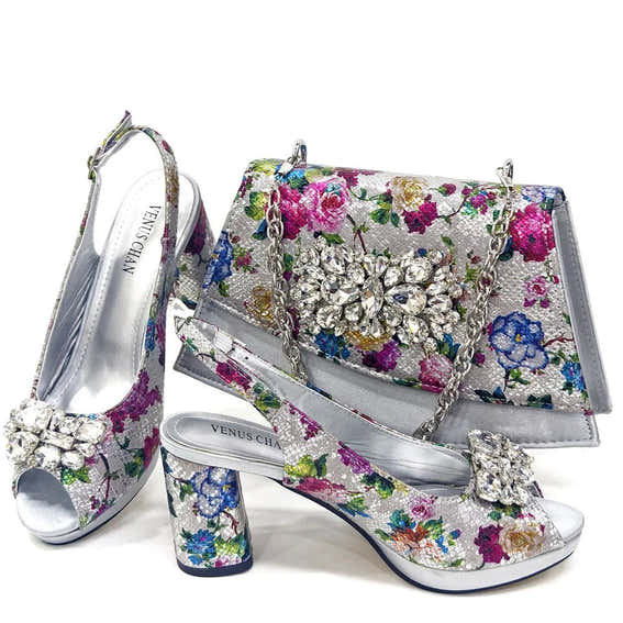 Italian Sandals & Bag Set for Women – Wedding Heels - Silver - Women - Shoes - Milvertons