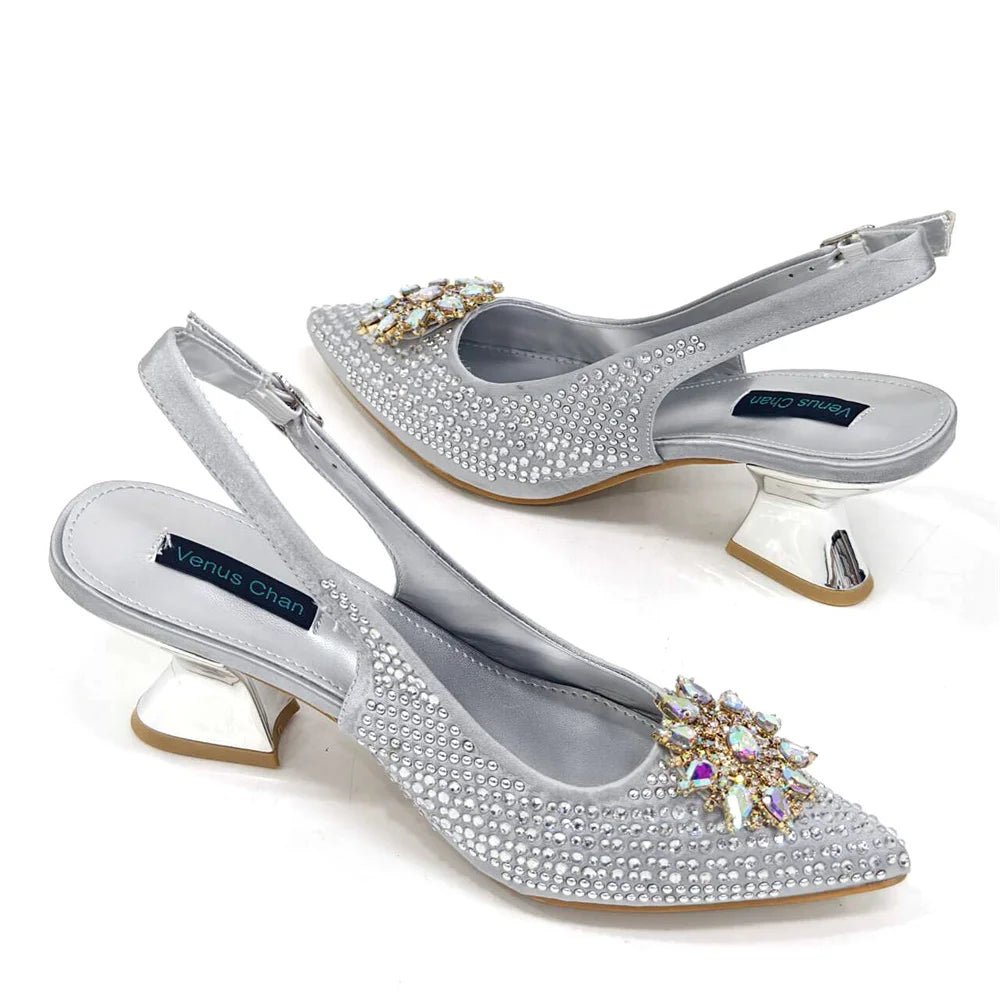 Italian Shoes and Bag Set 2024 – Rhinestone High Heels for Women - - Women - Shoes - Milvertons