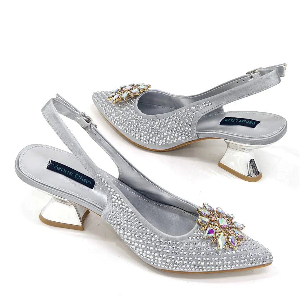 Italian Shoes and Bag Set 2024 – Rhinestone High Heels - - Women - Shoes - Milvertons