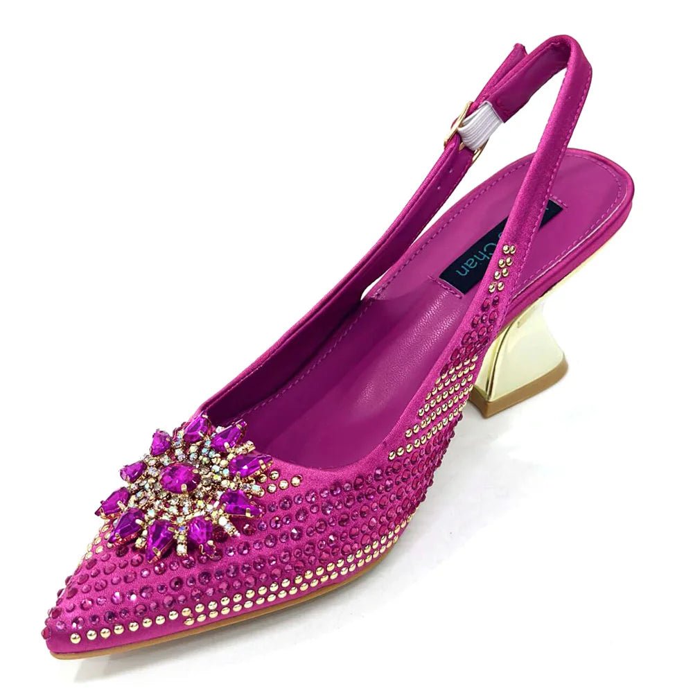 Italian Shoes and Bag Set 2024 – Rhinestone High Heels for Women - - Women - Shoes - Milvertons