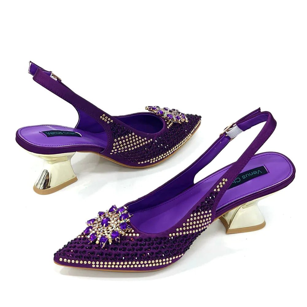 Italian Shoes and Bag Set 2024 – Rhinestone High Heels for Women - - Women - Shoes - Milvertons