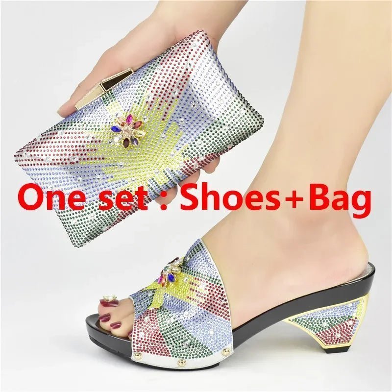 Italian Shoes and Matching Bag for Parties, African Style - Silver - Women - Shoes - Milvertons