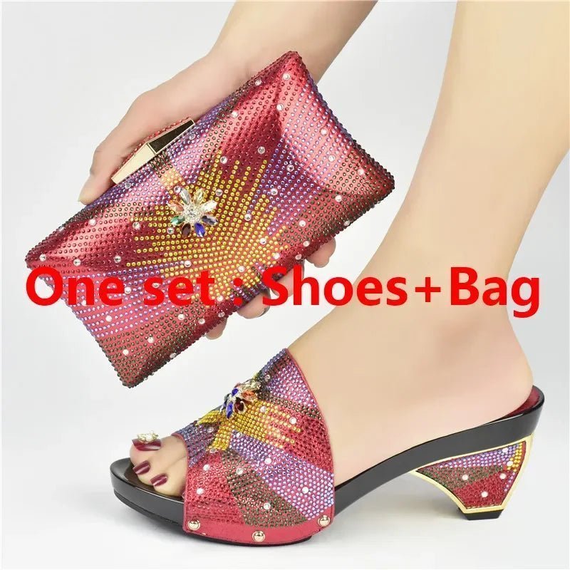 Italian Shoes and Matching Bag for Parties, African Style - Red - Women - Shoes - Milvertons
