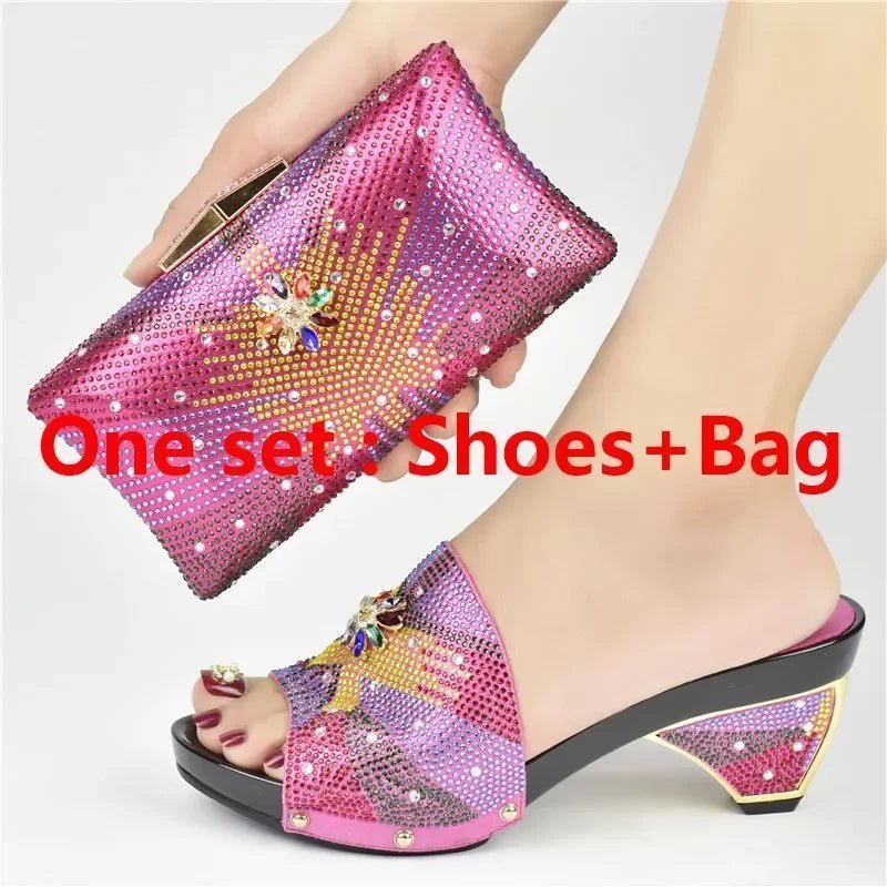 Italian Shoes and Matching Bag for Parties, African Style - Fuchsia - Women - Shoes - Milvertons